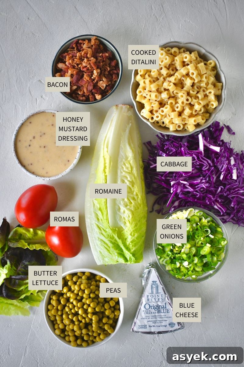 Ingredients needed to make Italian Pasta Salad.