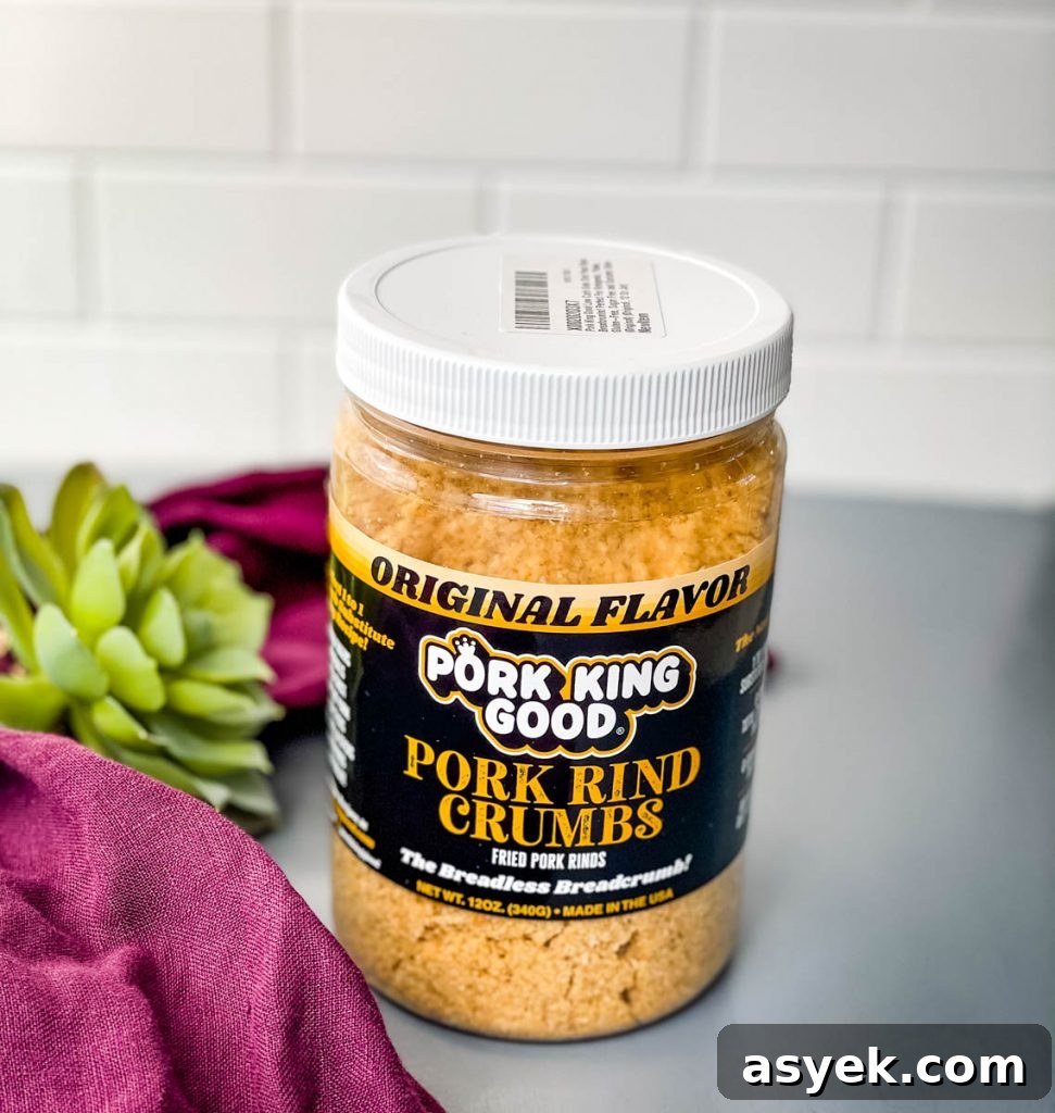 crushed pork rinds in a container