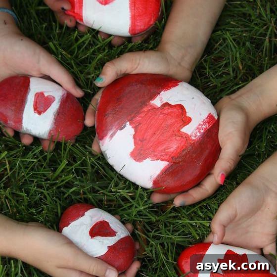 5 Canada Day Crafts Kids Will Love 8 Canada Rocks - painted beach stones for Canada day