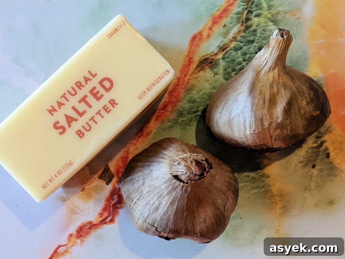 butter and black garlic