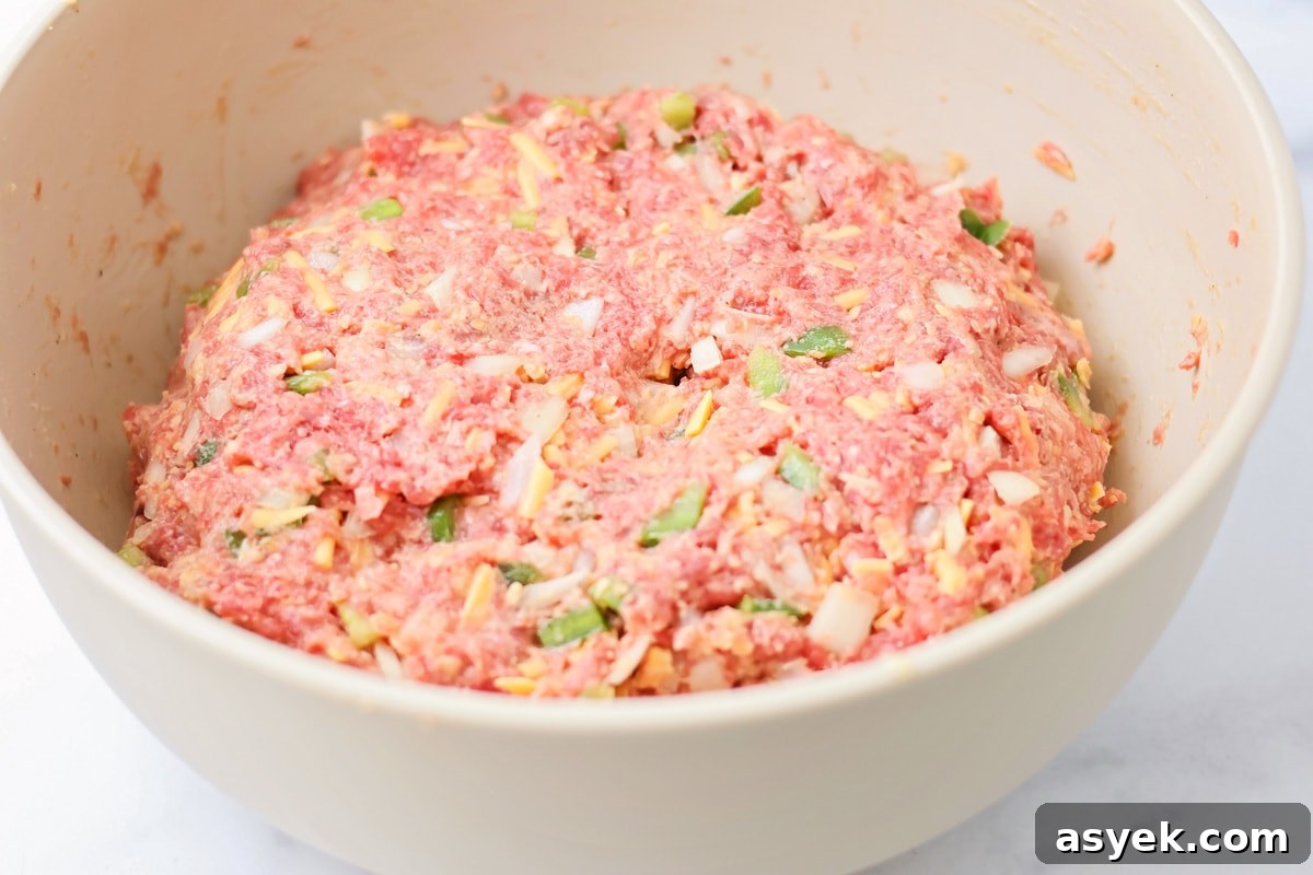 Meatloaf mixture in a bowl.