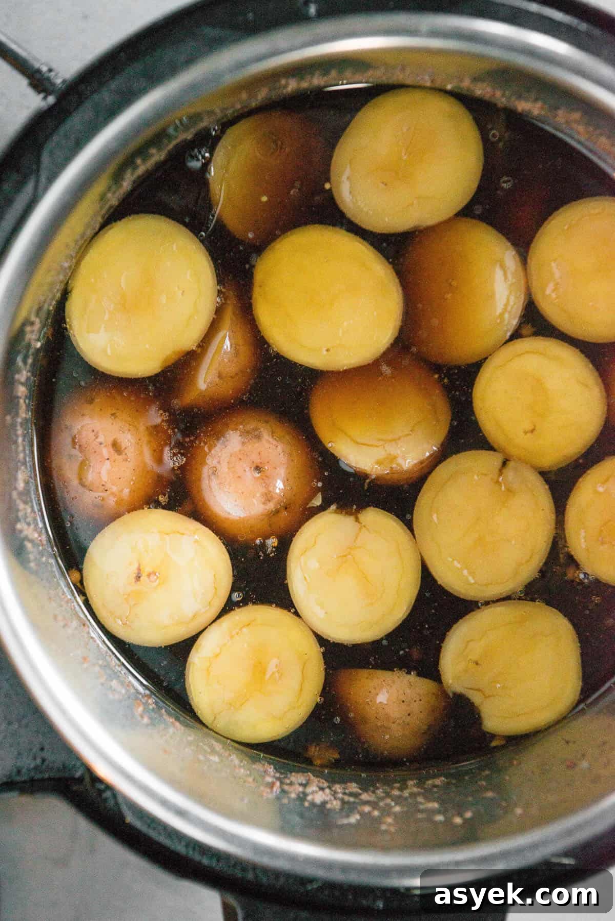 cooked potatoes in broth