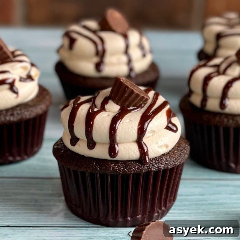 Moist and Fudgy Peanut Butter Cup Cupcakes