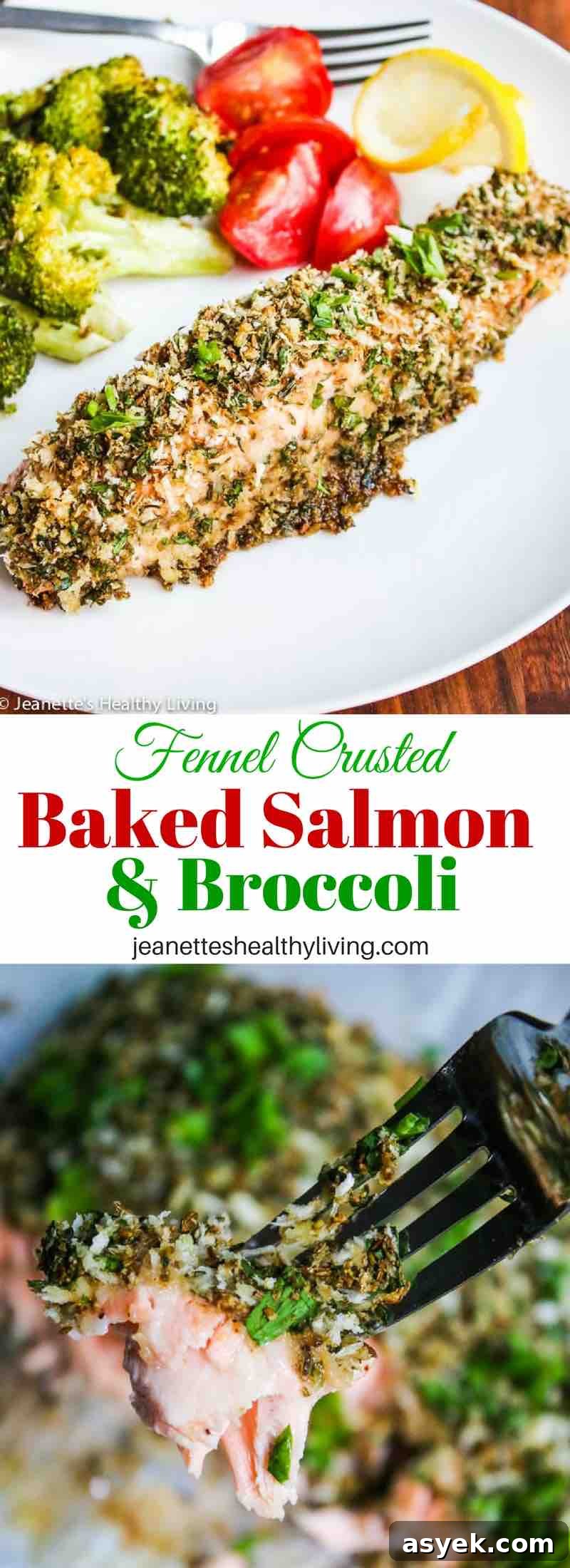 Fennel Crusted Baked Salmon and Broccoli - easy fast one pan dinner recipe