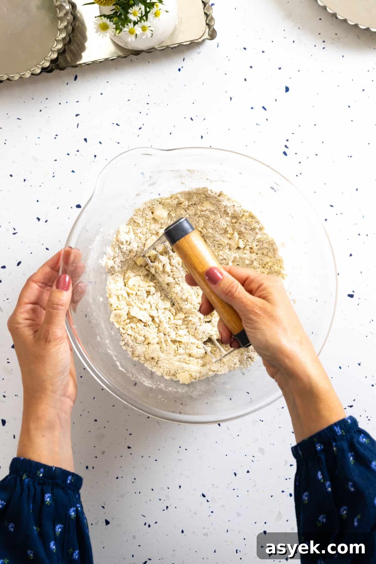 Blending Tart Dough with pastry blender