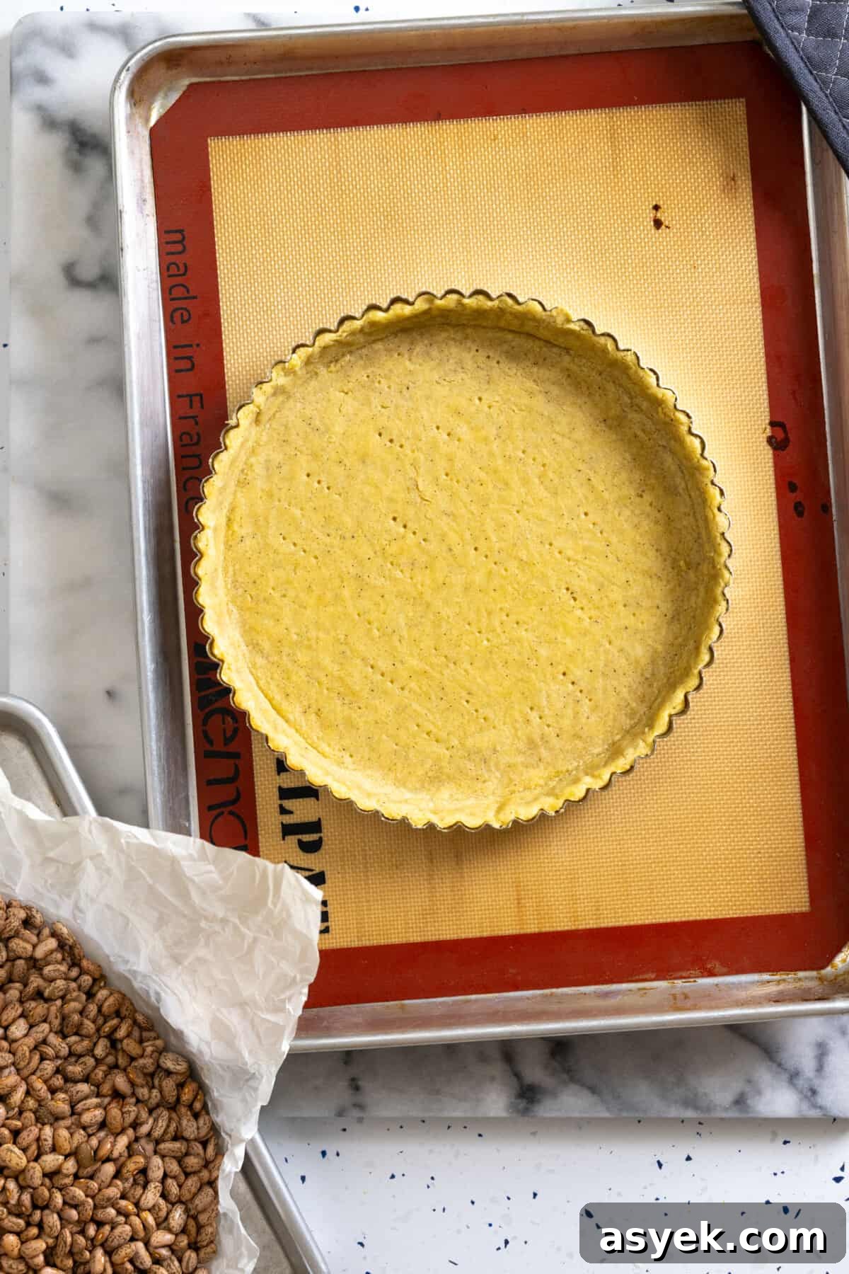 Partially blind baked tart shell