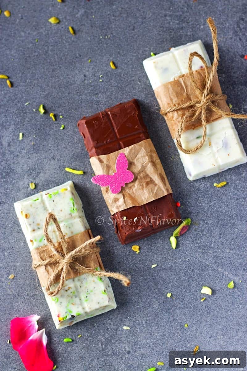 4 Unique Homemade Chocolate Bar Recipes with Creative Flavors 5 homemade chocolate bars wrapped up as a gift