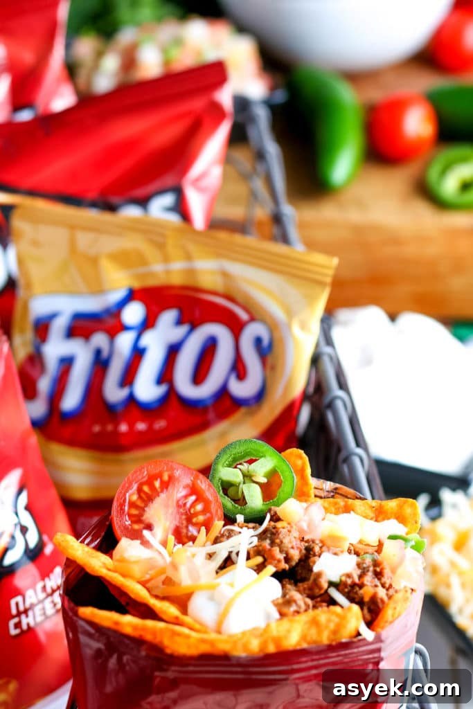 walking tacos bags bag of doritos filled with taco ingredients