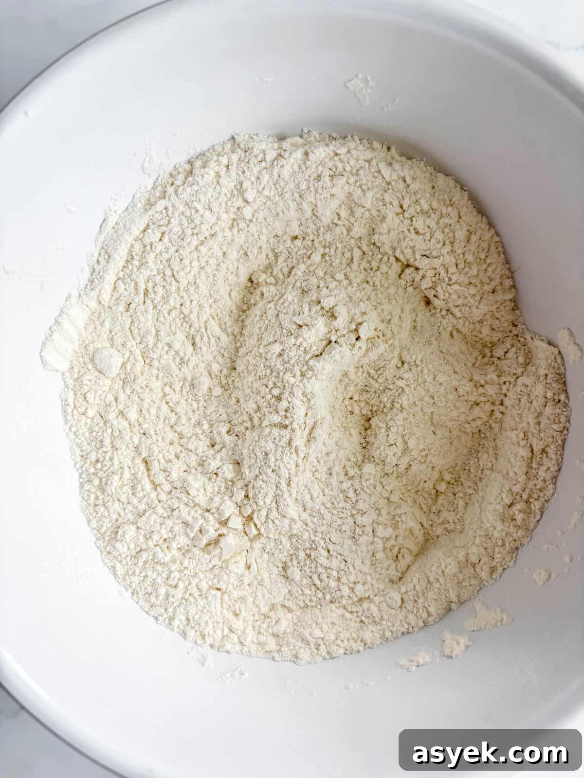 Dry ingredients for strawberry banana bread.