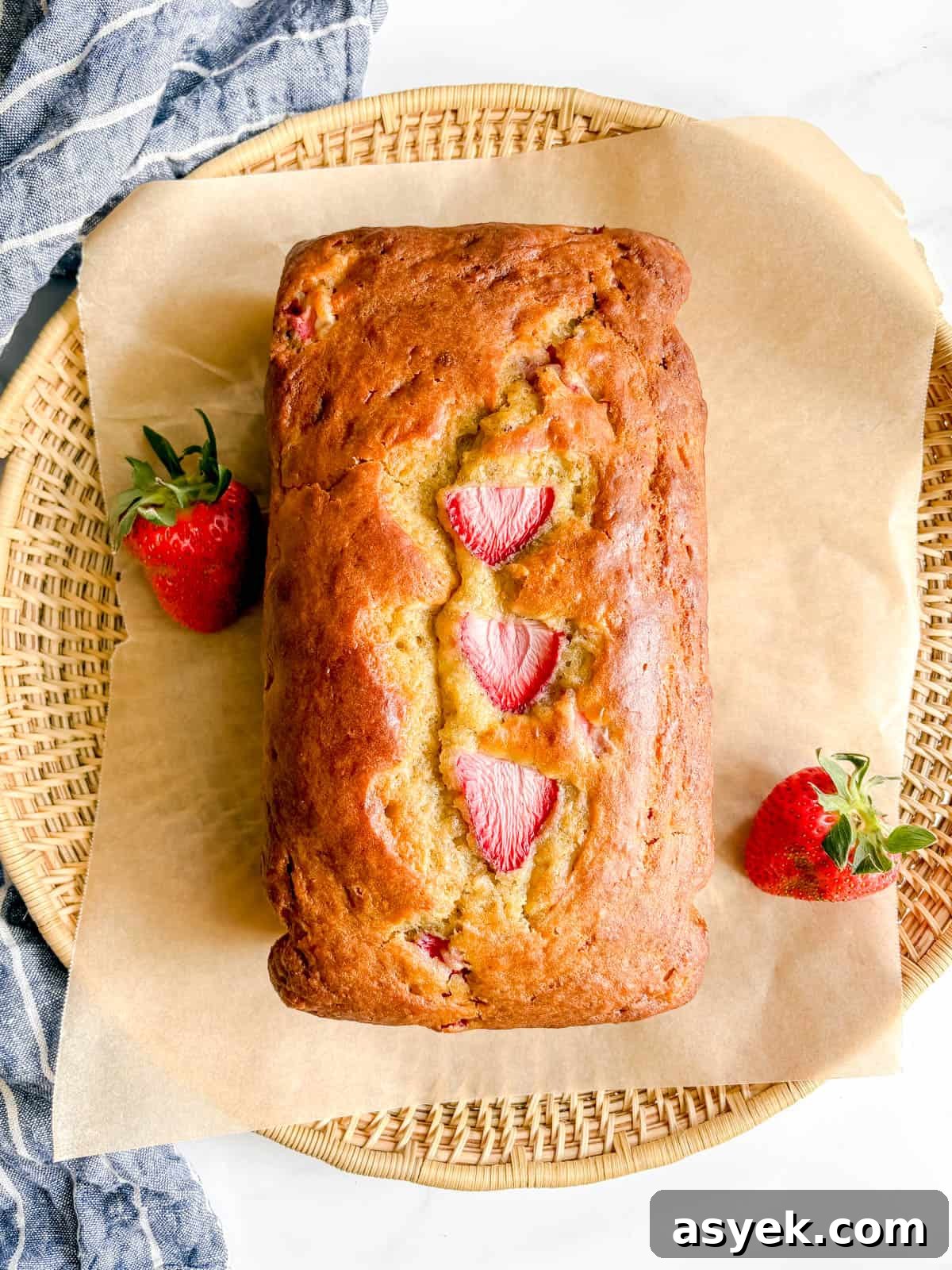 Strawberry banana bread after baking.