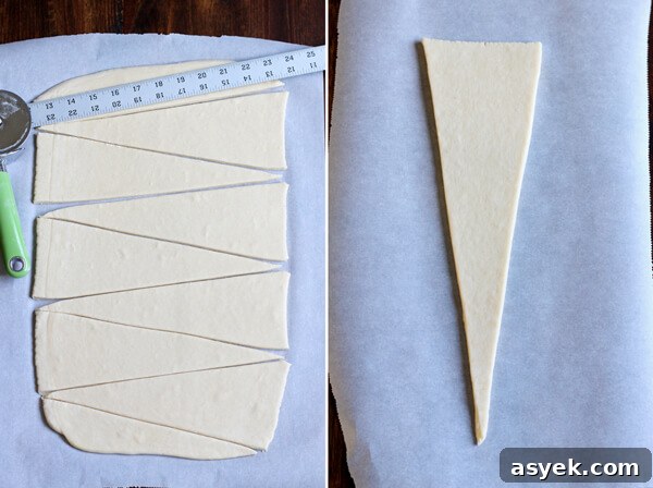 How to Make Butter Croissants at Home — Croissant Series Part 1 13 Forming butter croissant triangles.