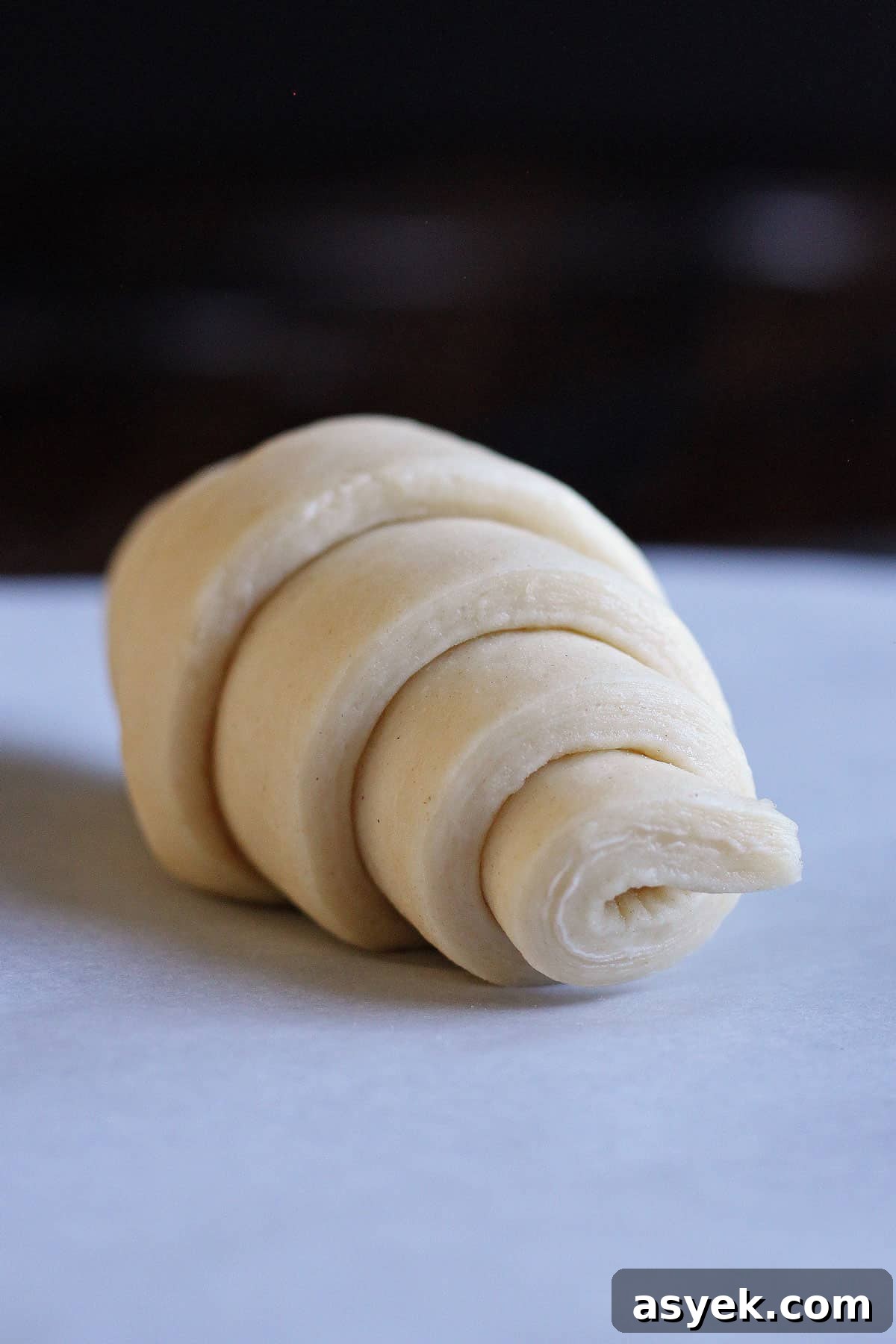 How to Make Butter Croissants at Home — Croissant Series Part 1 14 An unbaked butter croissant.