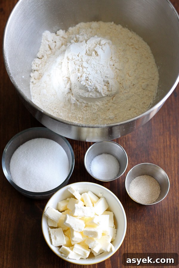 How to Make Butter Croissants at Home — Croissant Series Part 1 3 The dry ingredients needed to make my butter croissant recipe.