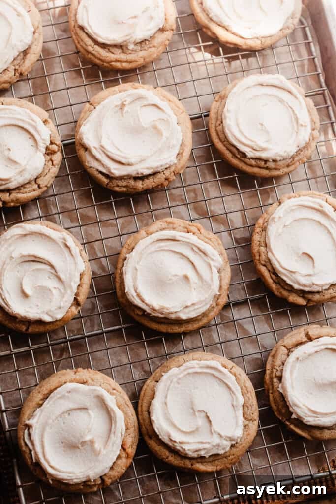 A pan of the frosted cookies.