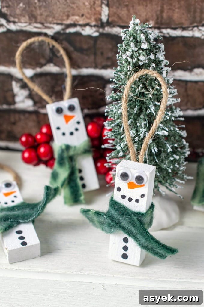 Wooden Snowman Ornament