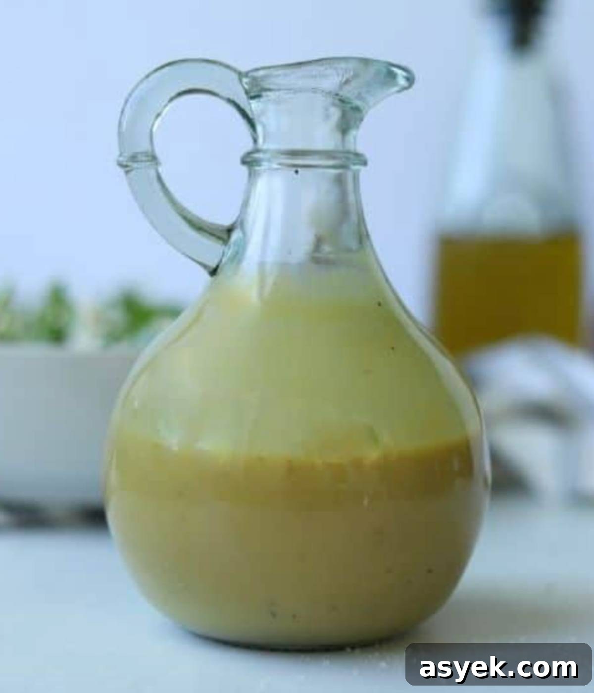 creamy balsamic dressing in a jar ready to serve