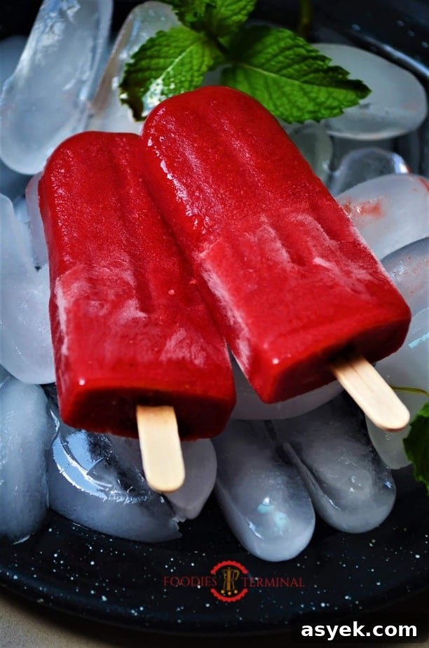 Strawberry Popsicles Ready to serve