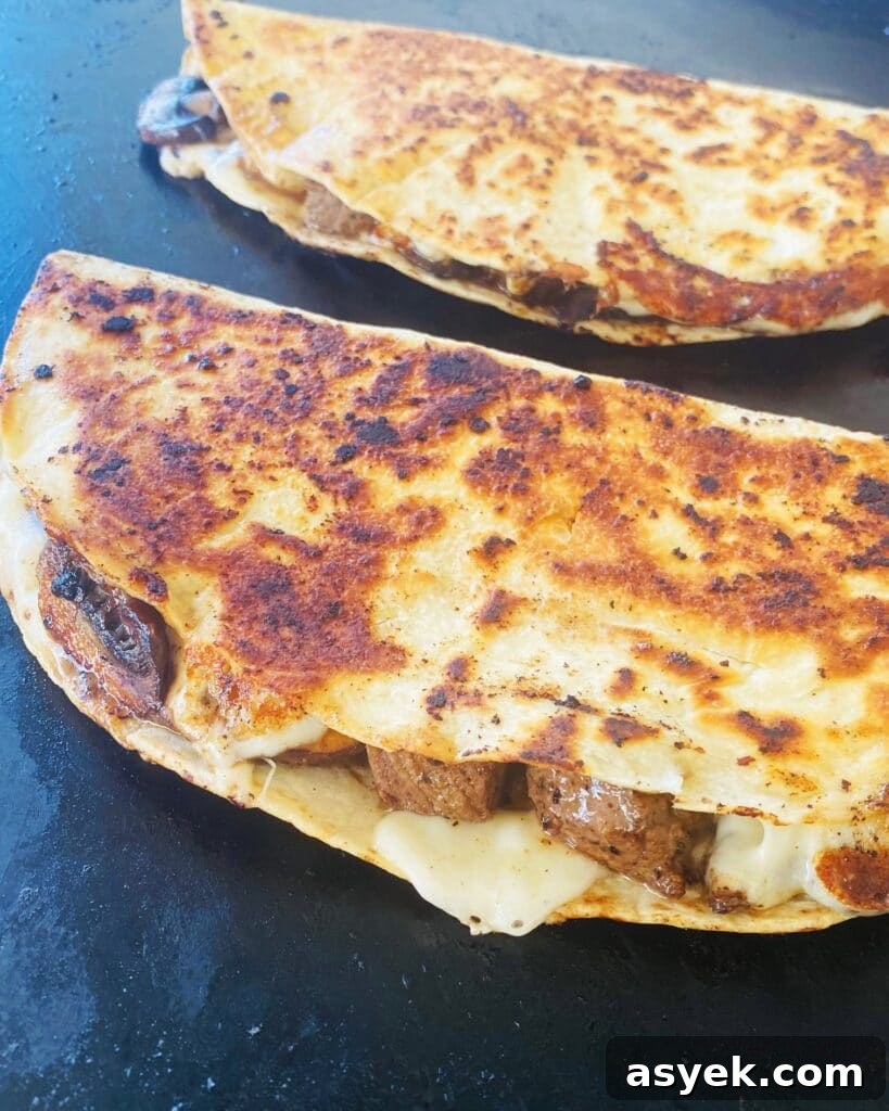 Blackstone Steak and Mushroom Quesadilla Recipe 12 Blackstone Steak and Mushroom Quesadillas