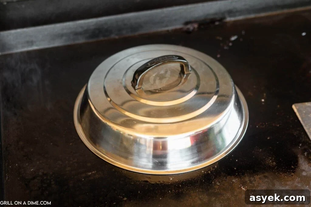 cooking dome on the griddle