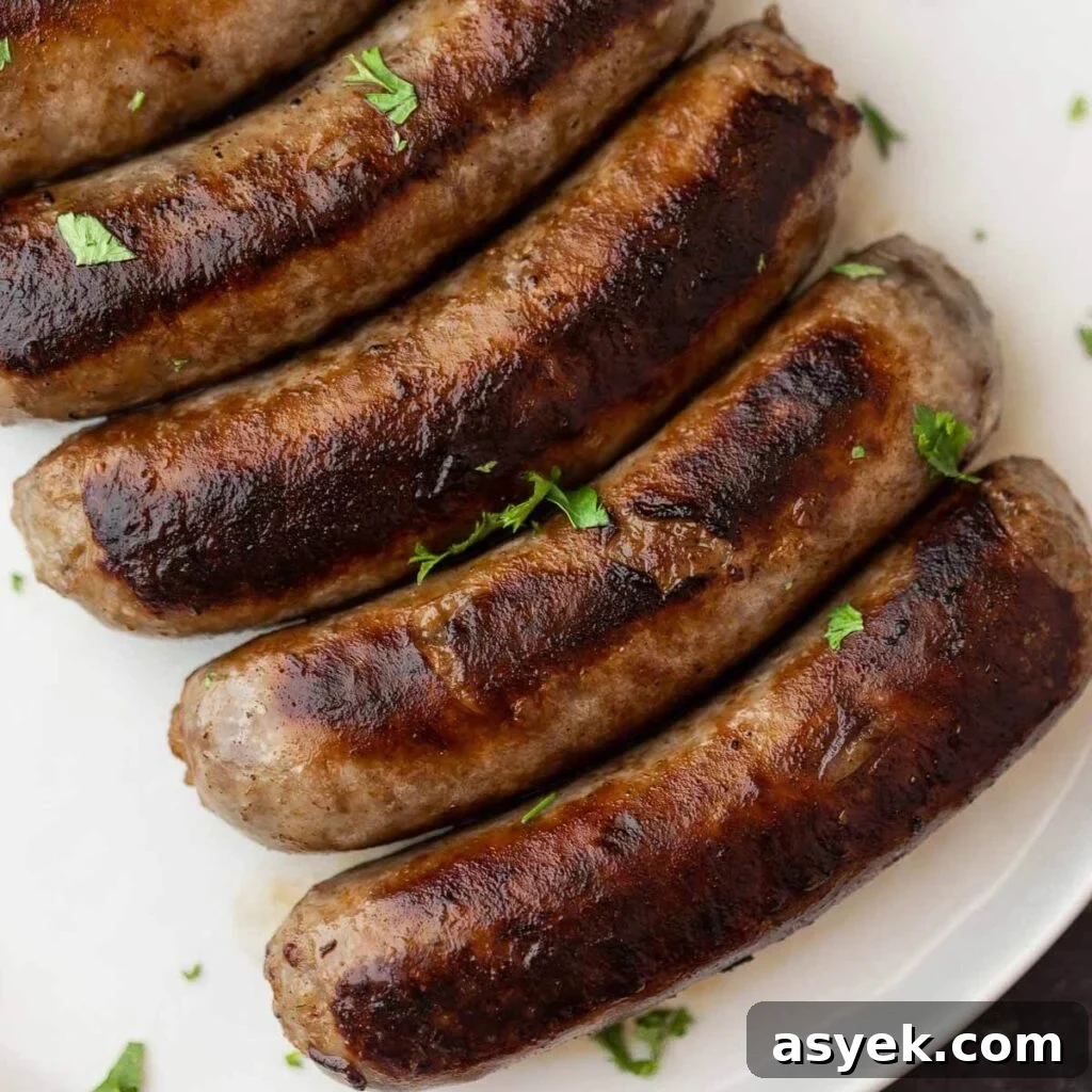 Grilled Brats on a white plate