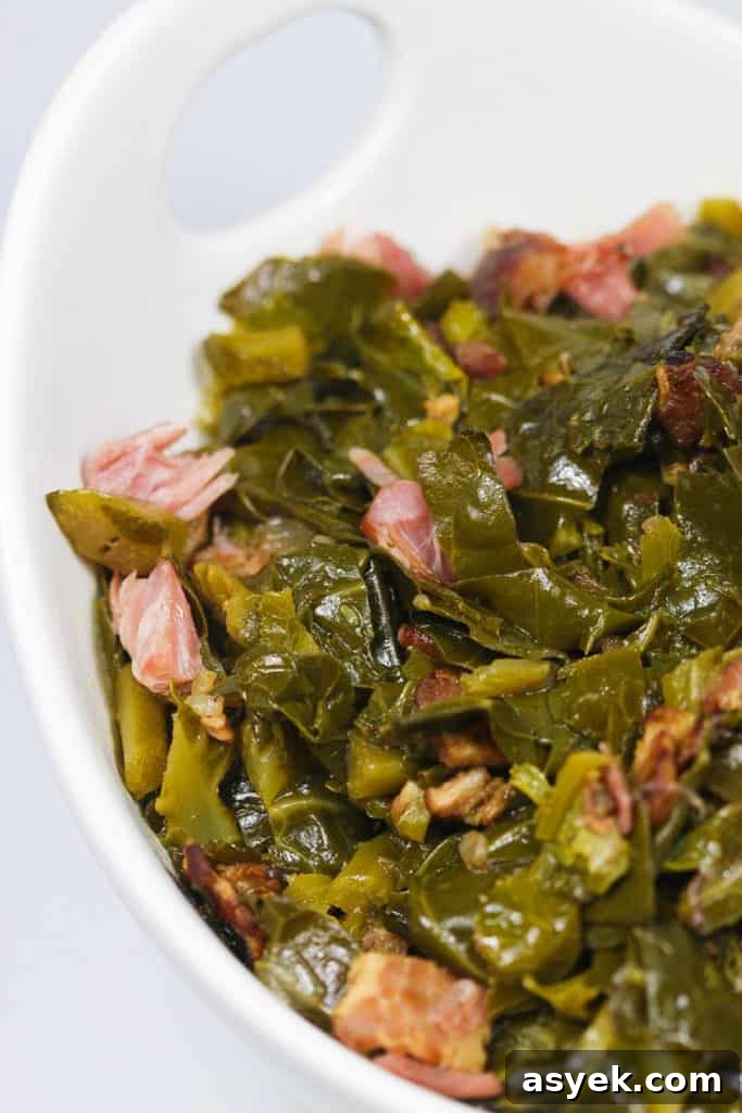 Southern collard greens in a pot