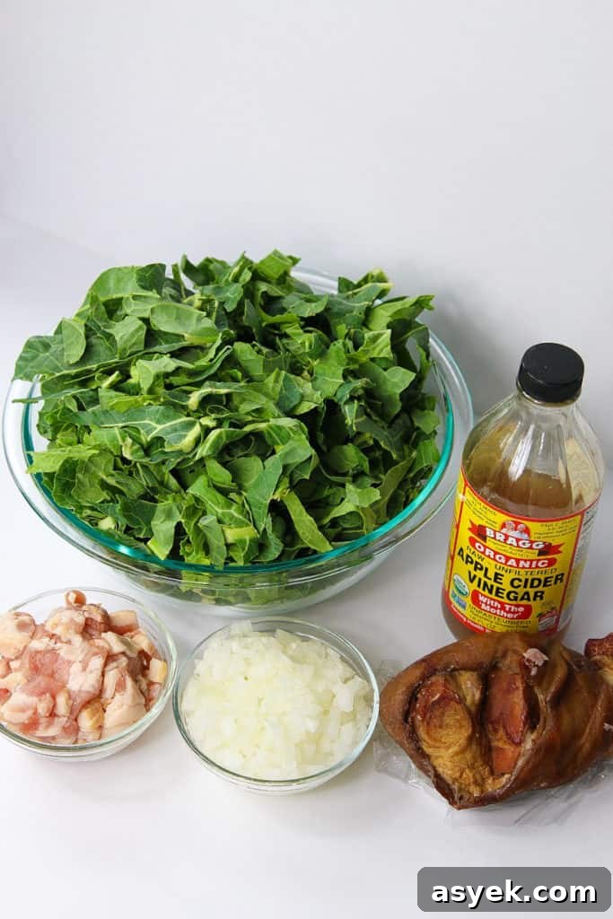 prepared collard greens with ham hock