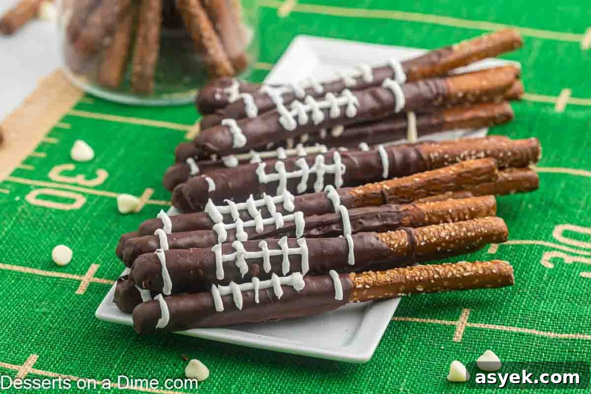 Platter with football pretzels arranged together.