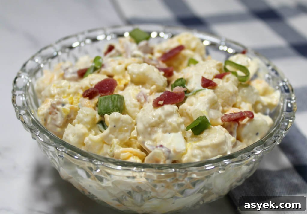 Loaded Keto Cauliflower Salad with Bacon, Cheese and Ranch 2 Keto Loaded Cauliflower Salad1
