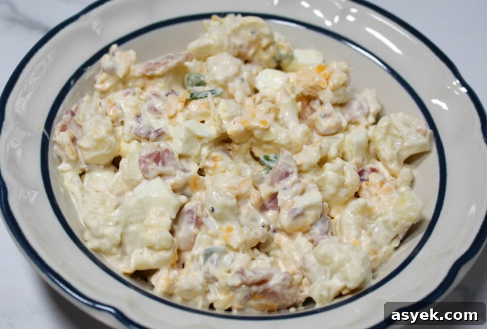 Loaded Keto Cauliflower Salad with Bacon, Cheese and Ranch 8 Keto Loaded Cauliflower Salad7