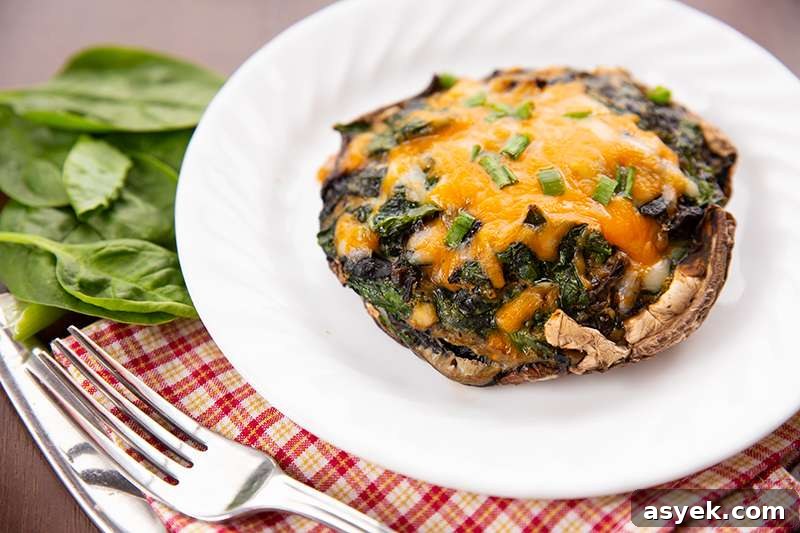 A Stuffed Portobello Mushroom ready to eat