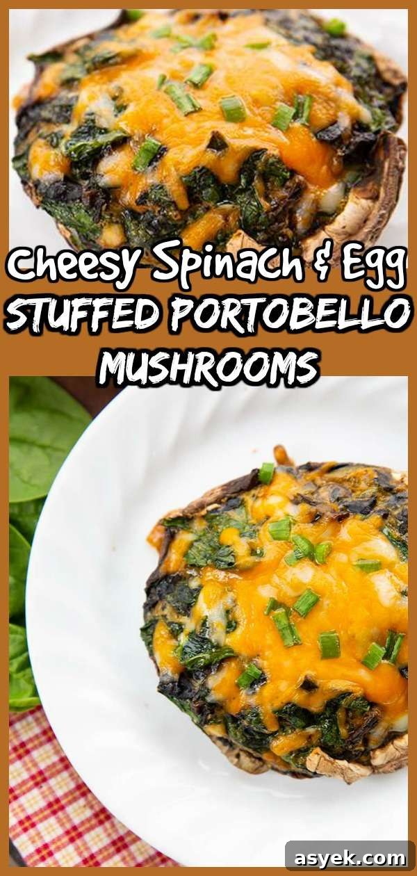 Cheesy Egg and Spinach Stuffed Portobello Mushrooms