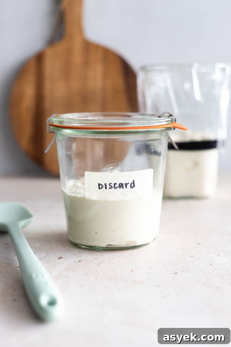 Sourdough discard in a small glass jar. 