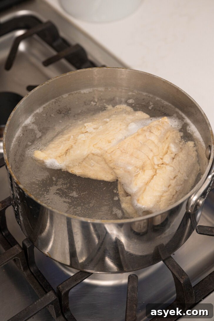 A pot of water and salted codfish.