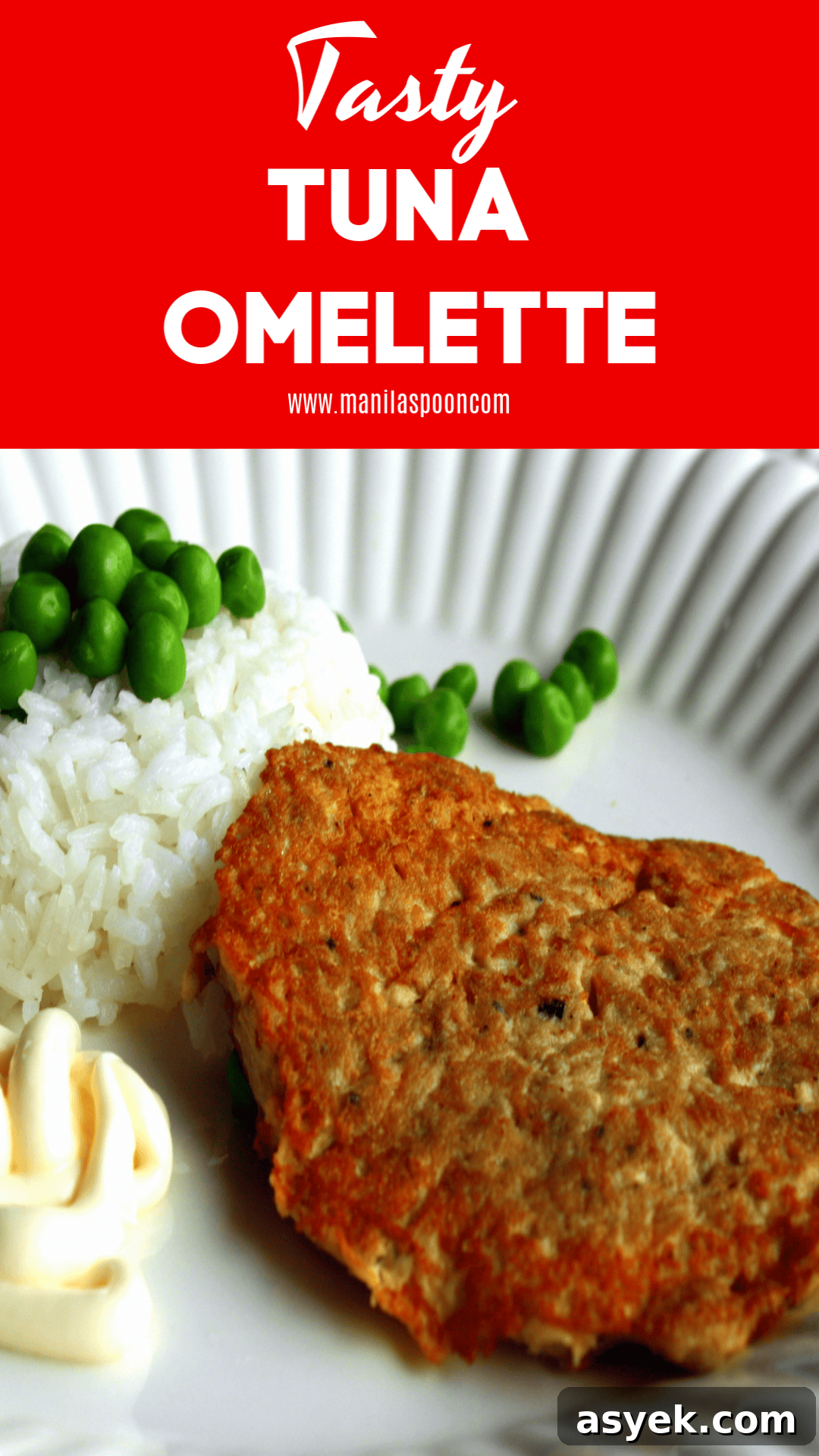 Tuna omelette served with rice