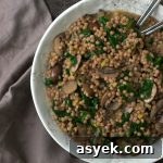 Creamy Israeli Couscous Risotto with Mushrooms and Spinach 3 Israeli Couscous Risotto with Mushrooms and Spinach