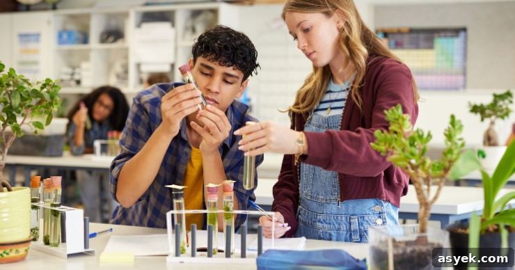 kids learning and asking questions in science class