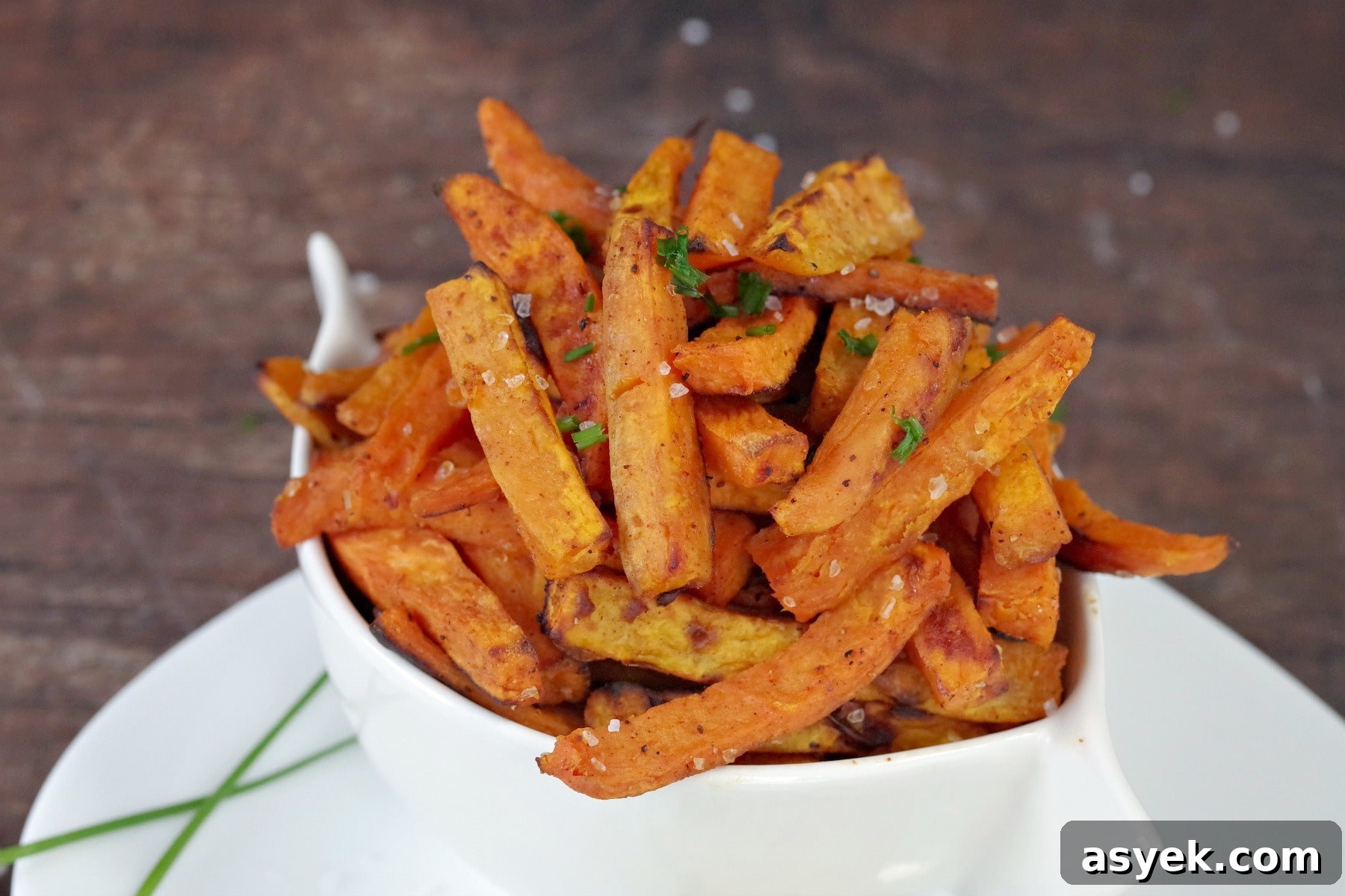Sweet potato fries in white dish