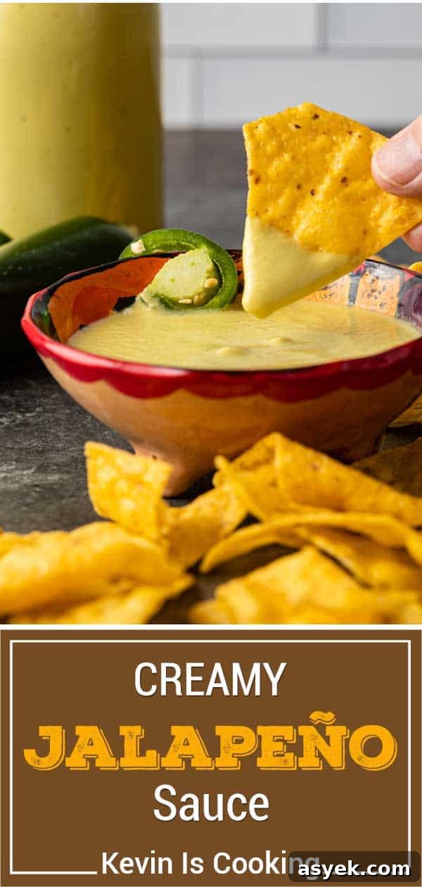 titled image (and shown in red bowl) - Jalapeno Cream Sauce - Kevin is Cooking