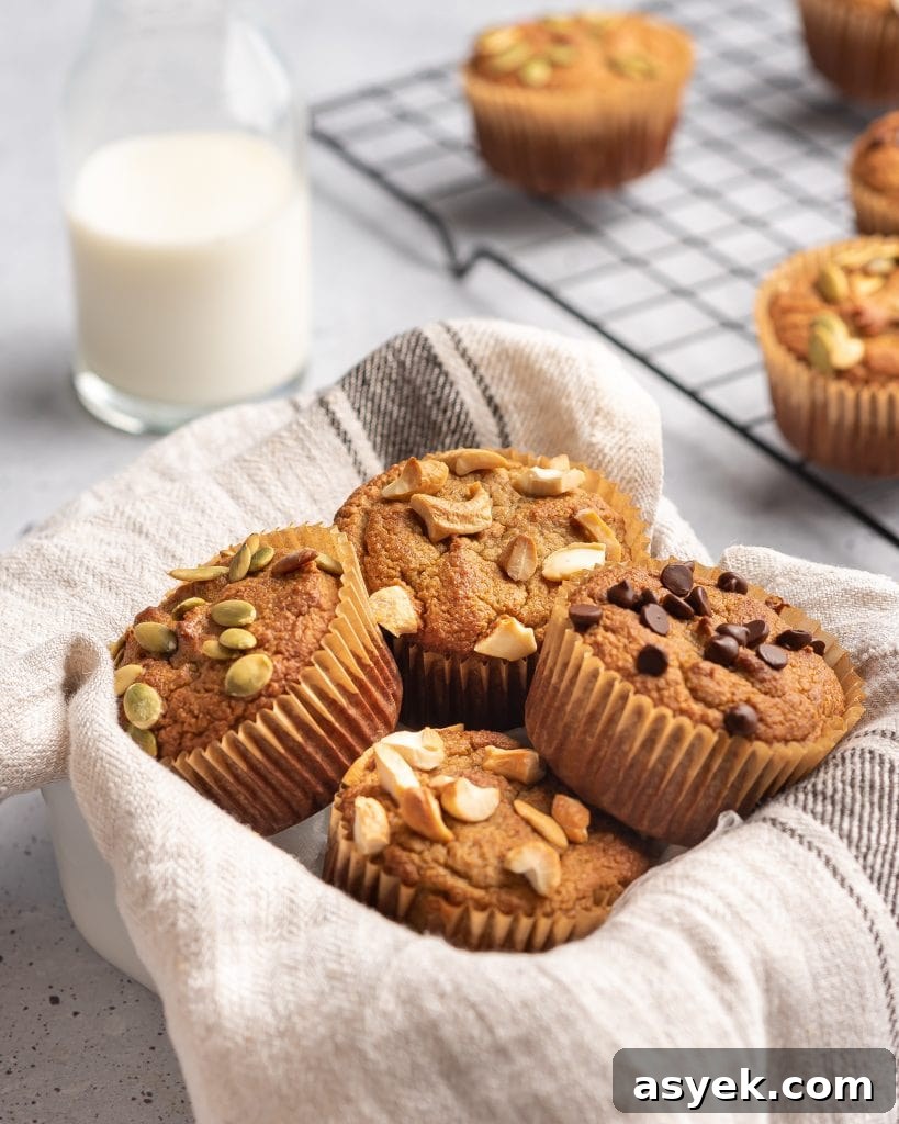 High-Protein Almond Flour Banana Muffins: Gluten-Free Snacks 10 basket with a towel filled with almond flour muffins