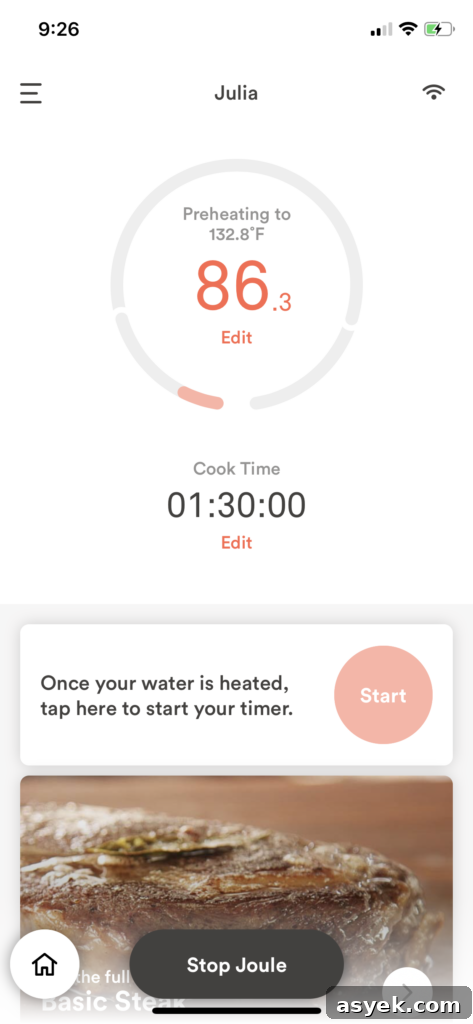 Joule Sous Vide screen image