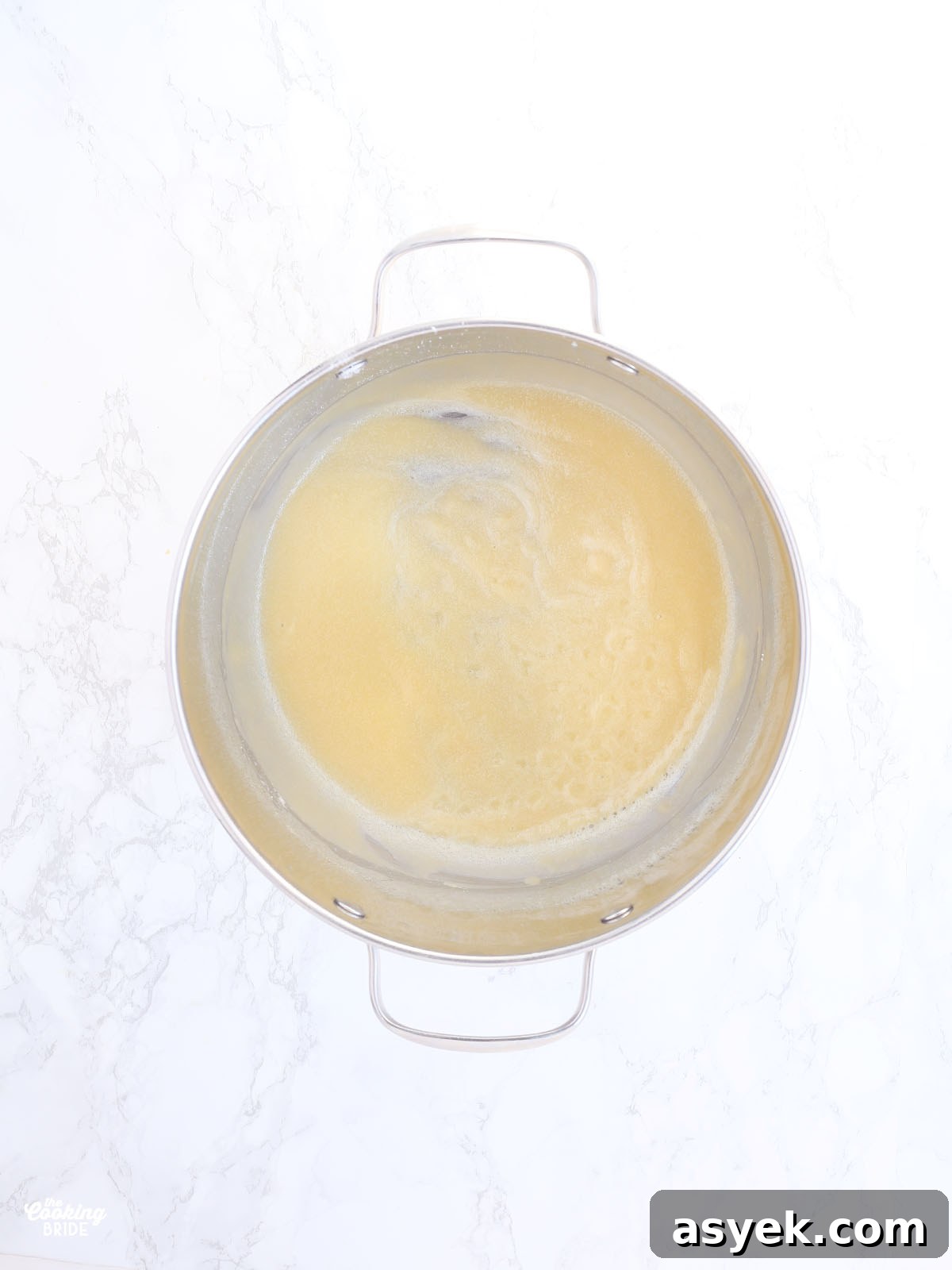 flour added to the melted butter