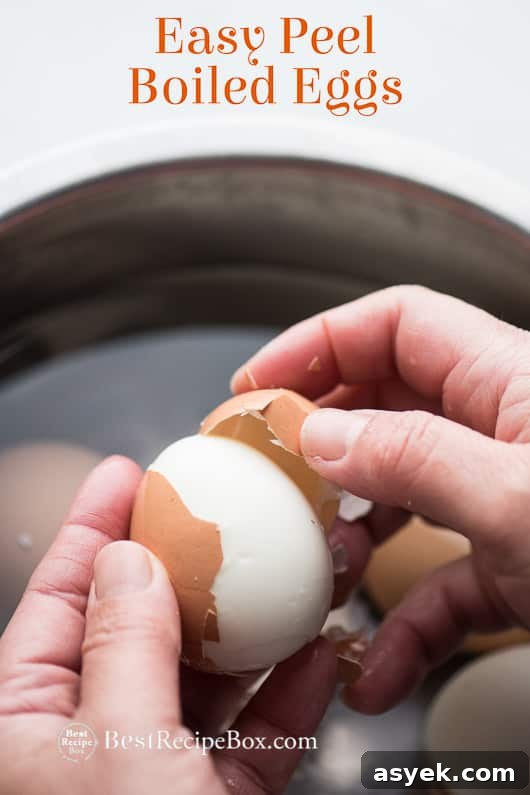 How To Easy Peel Hard Boiled Eggs | @ bestrecipebox How To Easy Peel Hard Boiled Eggs in a cooking pot