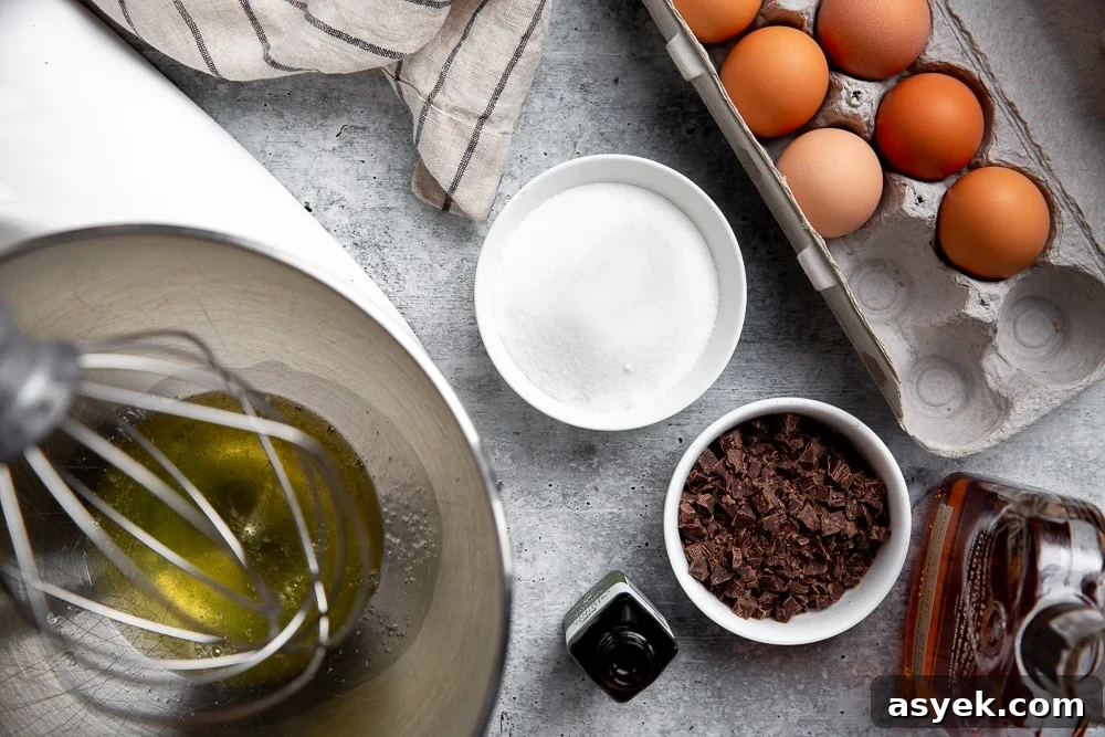 The ingredients for the pavlovas laid out on the countertop.