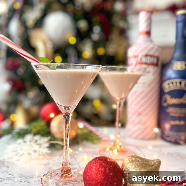 chocolate peppermint martinis as a fun Christmas cocktail using Smirnoff Peppermint Twist vodka and chocolate Baileys Irish cream