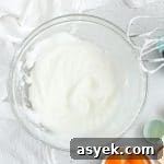 Egg whites whipped to stiff peaks