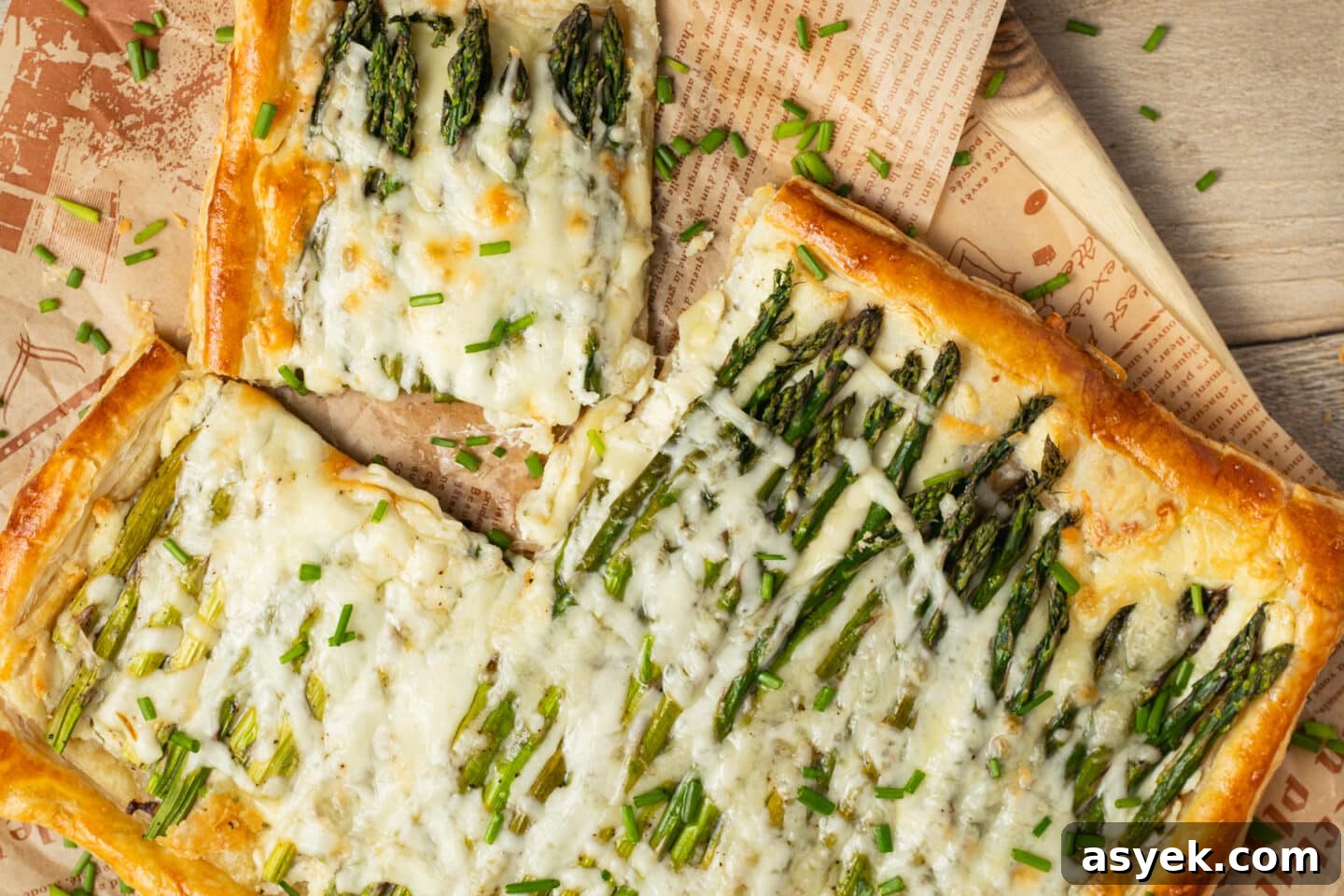 Asparagus and Boursin Puff Pastry Tart Recipe 11 This is a picture of the tart ready to eat after baking.