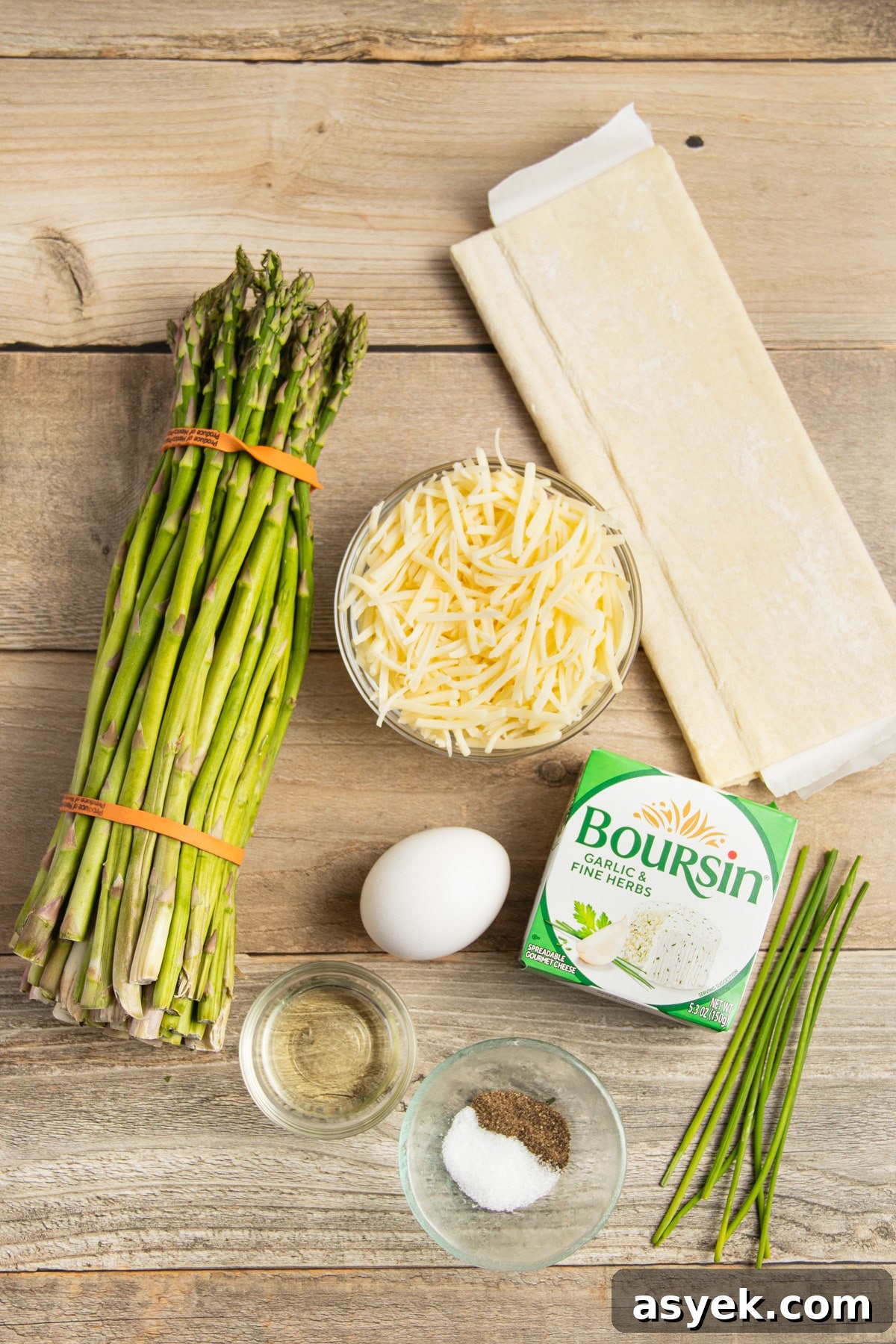 Asparagus and Boursin Puff Pastry Tart Recipe 3 This is all the ingredients used to make this recipe.