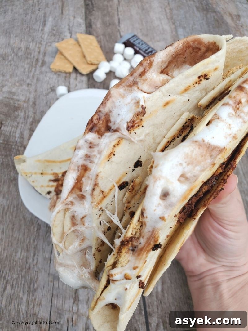how to make Smores Tortilla Dessert Wrap