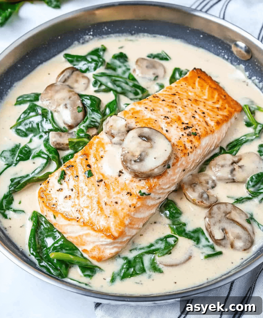 Salmon Florentine finished dish