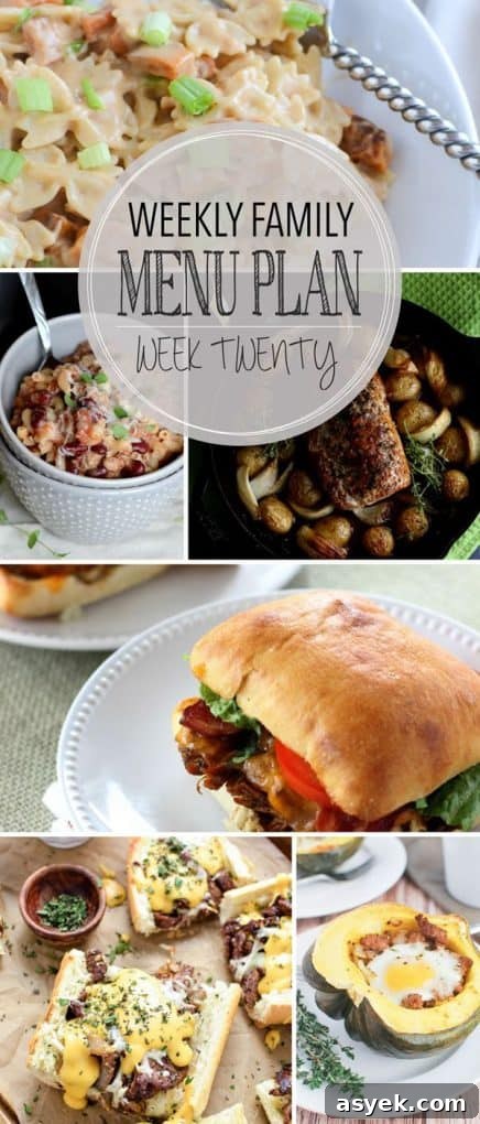 Weekly Family Meal Plan - Week 20 | Melanie Makes A visual weekly family friendly menu including five weeknight meals, a breakfast and dessert idea. Each featured recipe includes multiple photos for each dish.